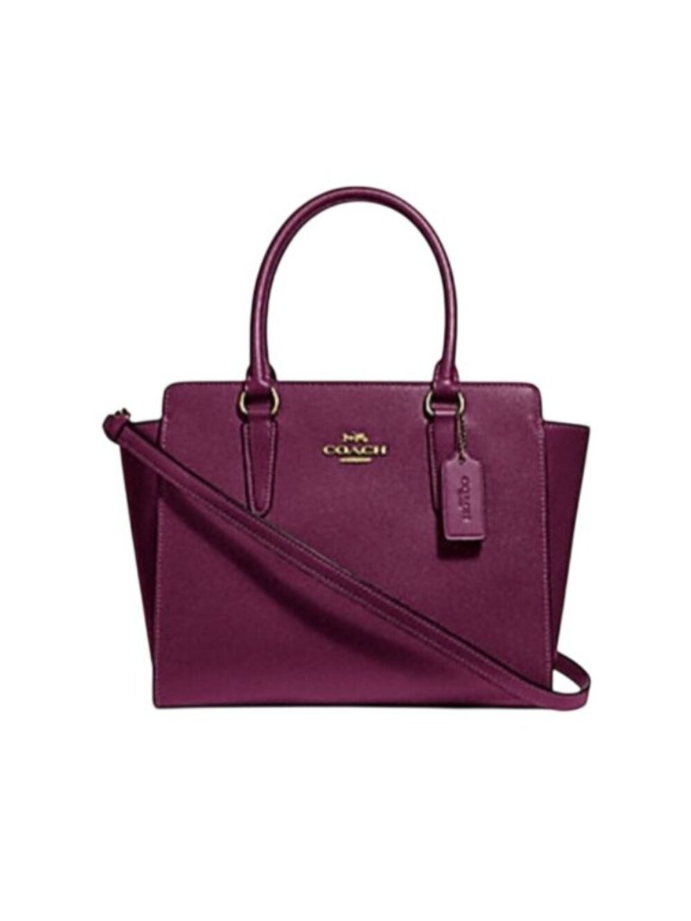 Coach F30555 Leah Satchel Purse Bag IM/Dark Berry